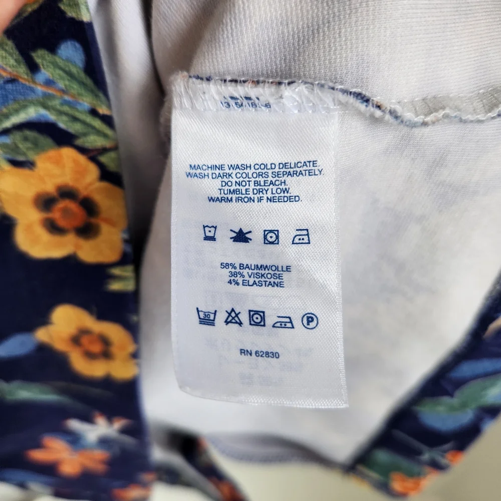 Lands' End Vintage Floral Navy Blue Keyhole Dress Sleeveless Knee Length Size 10 - Picture 10 of 11